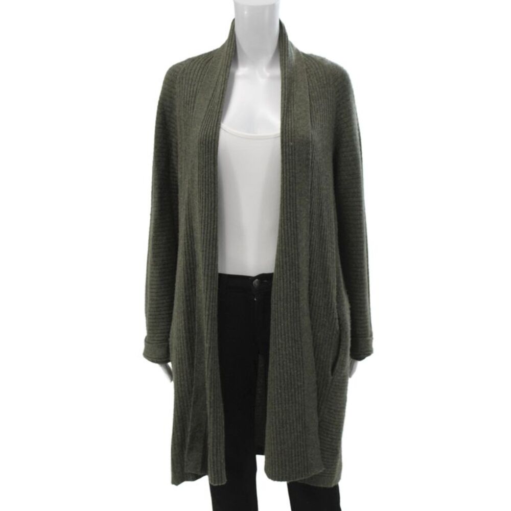Repeat Unisex Cardigan Green 70% Wool 30% Cashmere Long Sleeve Size L